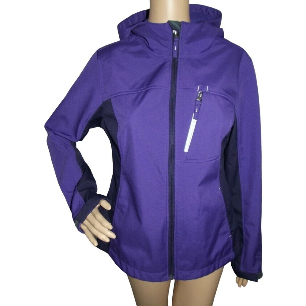 Free Tech Women's M 8-10 Activewear Softshell Jacket Purple zipper pocket